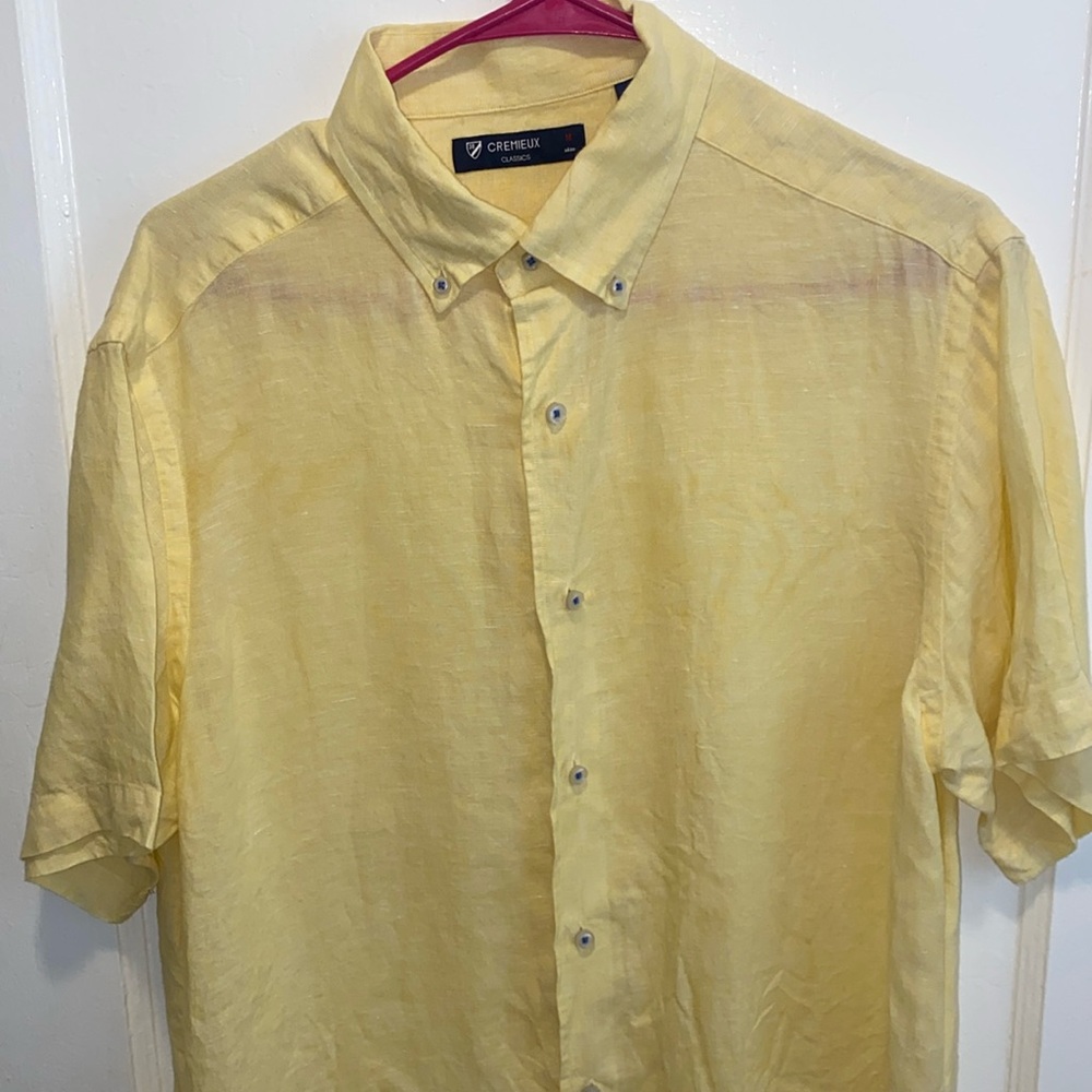 Yellow, Short Sleeve Shirt from Cremieux (Linen)
